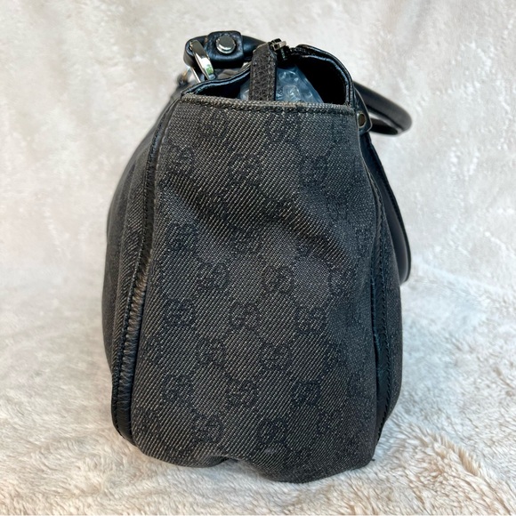Gucci Abbey Black Denim Canvas Satchel Shoulder Bag - Picture 11 of 17